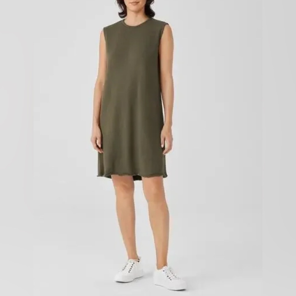 Eileen Fisher Sleeveless Olive Green Dress